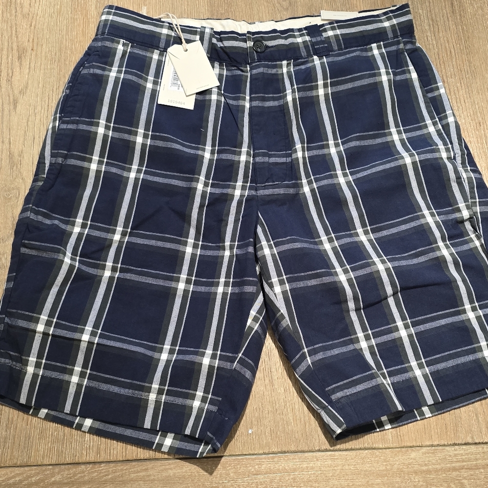 OOBE Bristol Navy Green Plaid‎ Preppy Shorts sz 32 NWT $98